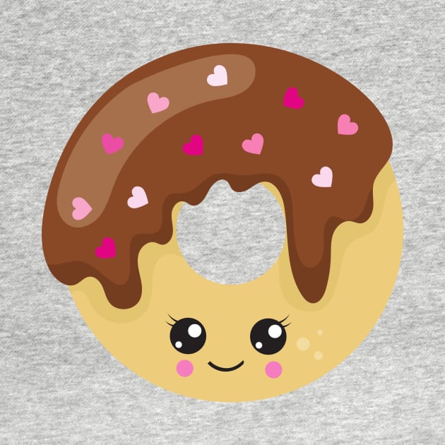 Kawaii Donut, Chocolate Donut, Doughnut, Hearts by Jelena Dunčević